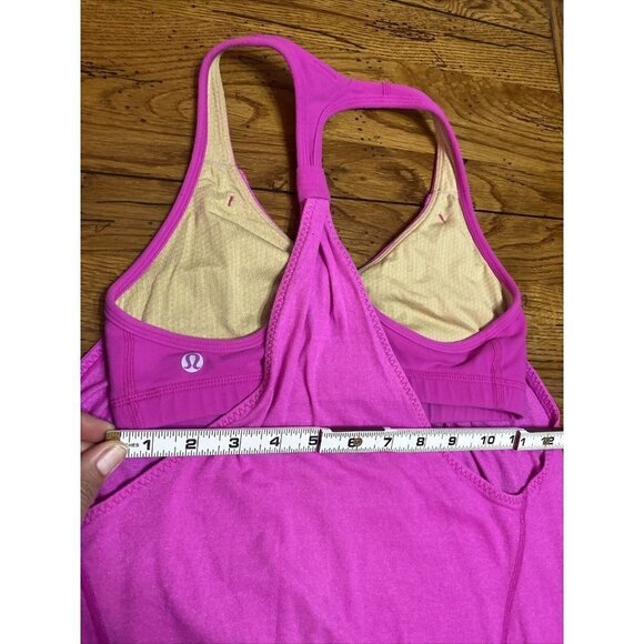 𝅺lululemon Racerback Tank Top Pink Size 4 Extra Small Built in Bra - Picture 2 of 6